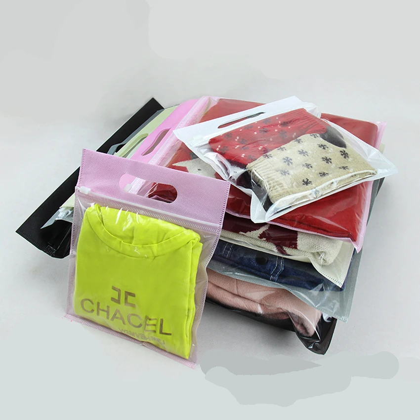 

20 pcs Non-woven Fabrics T-shirt Pouch Reclosable Clear Plastic Ziplock Gift Garment Clothes Packaging Bags Travel Storage Take