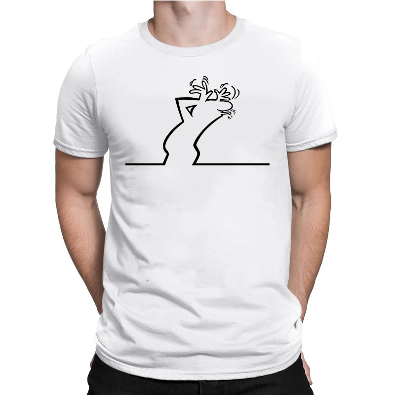 

Футболка La Linea Osvaldo Cavandoli для мужчин и женщин, креативная черно-белая рубашка с принтом, с коротким рукавом, Повседневная модная уличная одежд...