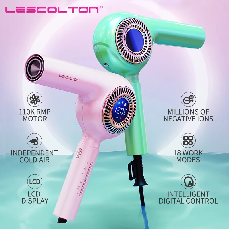 

New Professional Hair Dryer Salon 1600W Hair Straightener Negative Ionic LCD 18 Modes Hi Speed Blow Dryer Drop shipping