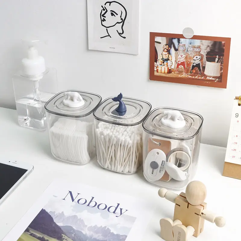

Polar Bear Whale Cover Bottle Cotton Swab Dispenser Storage Box Elegant Clean Square Shape Non-Toxic Container for Home