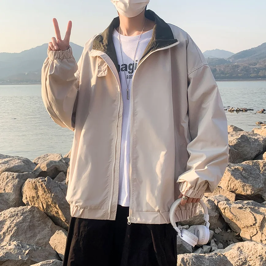 Куртки-бомберы мужские уличные красивая верхняя одежда весенний отложной