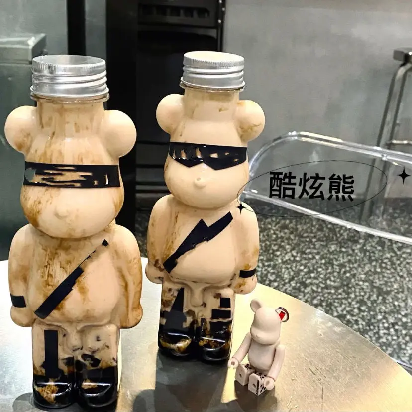 

Прозрачная пластиковая креативная бутылка для воды с милым медведем и соломинкой, Студенческая индивидуальная чашка, портативные герметич...