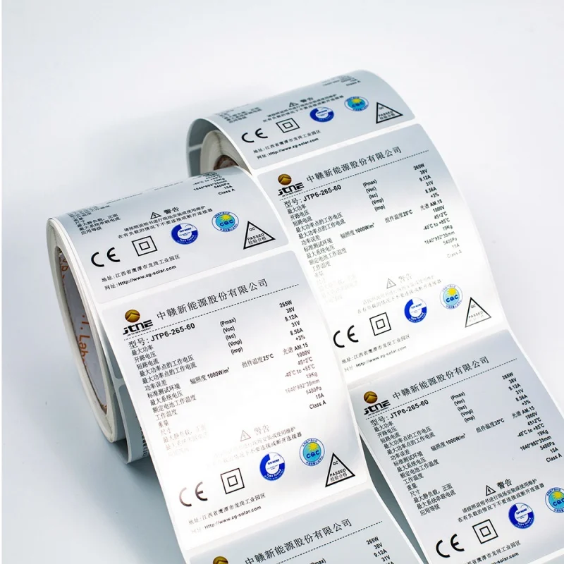 

custom matte silver PET metlized paper sticker roll printing outdoor permanent adhesive labels for Canada market