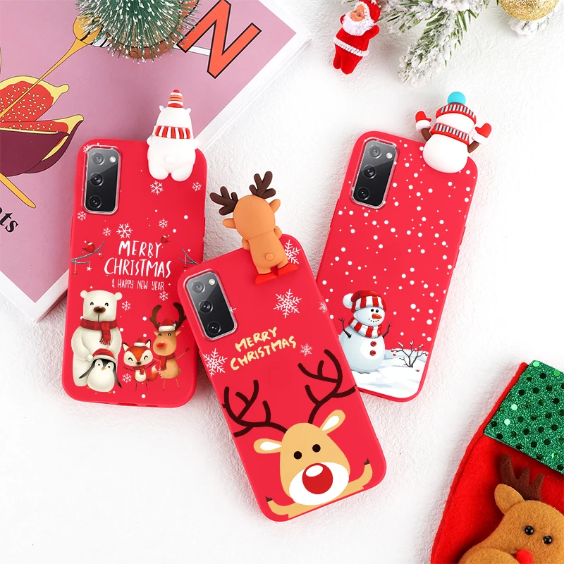 Фото Силиконовый чехол для Samsung Galaxy S20 FE Plus, чехол для нового года, Рождества, 3d-кукла, лось, силиконовый чехол для Samsung S20FE S20Ultra S20Plus №5