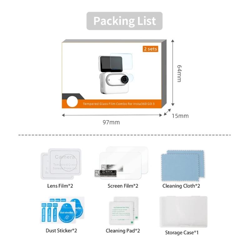 Защитная пленка для объектива Тонкая и закаленная стеклянная пленка для объектива Insta360GO 3 Dropship