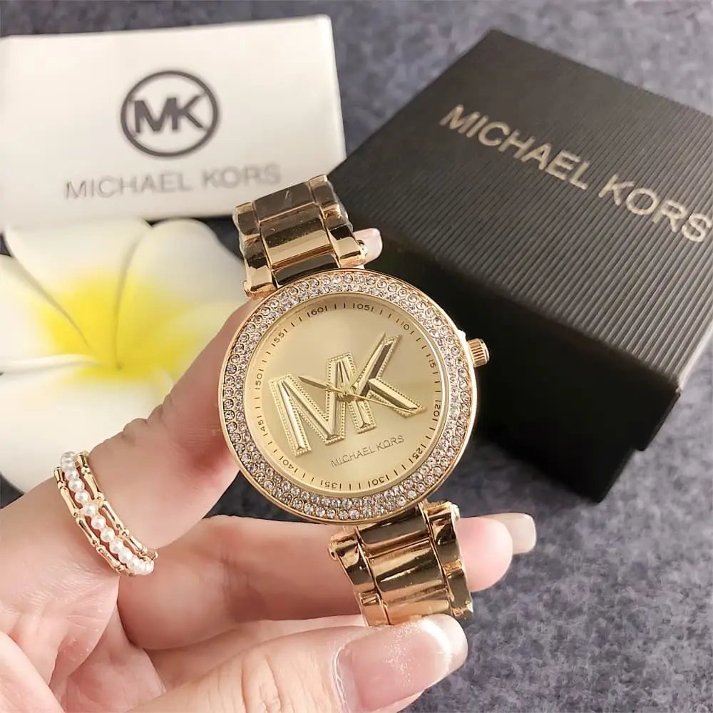 Фото Женские кварцевые часы Michael Kors класса люкс, модные повседневные наручные часы из сплава, деловые часы, подарок для девушки №1