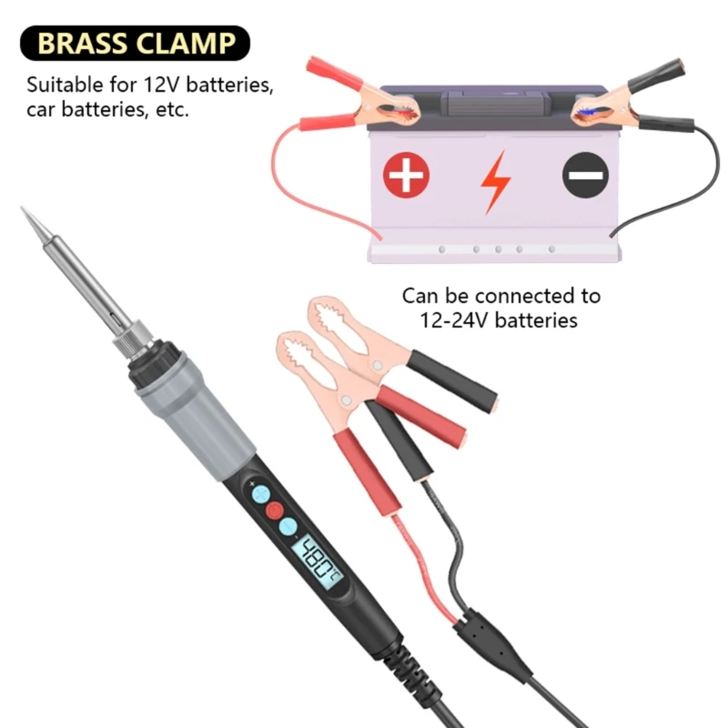 

Low Voltage DC12v 24v Digital Display Electric Iron 12V Clamps Internal Heating