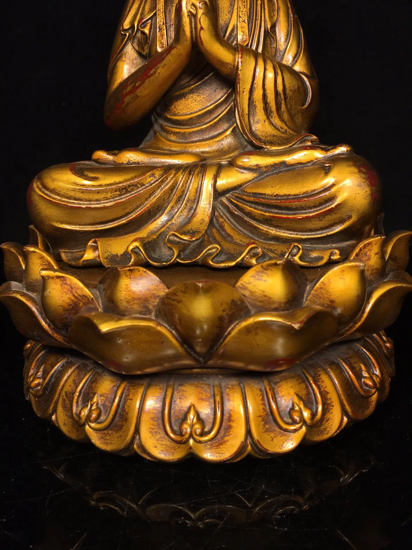 13-дюймовая коллекция тибетского храма старая бронза позолоченная пародирвана