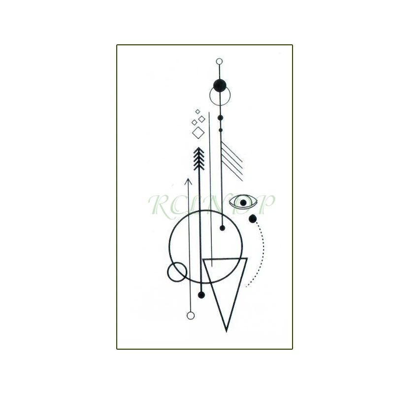 

Водостойкая Временная тату-наклейка, стрела, геометрический круг, треугольник, Ele men t флэш-тату, искусственная татуировка для мужчин, женщин ...