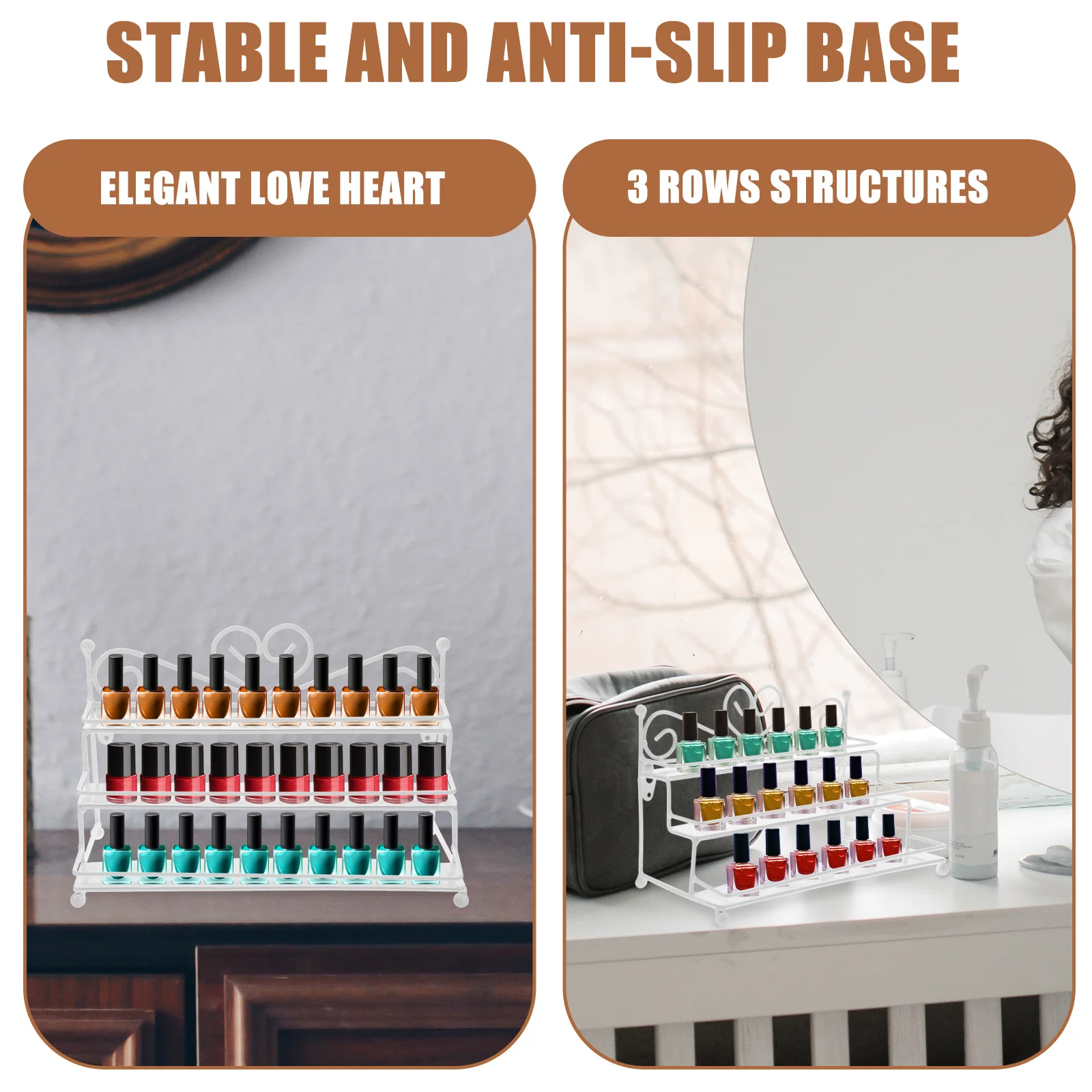 Metal Nail Polish Organizer Holder Table Posh Dispaly Organizing Rack (Black)