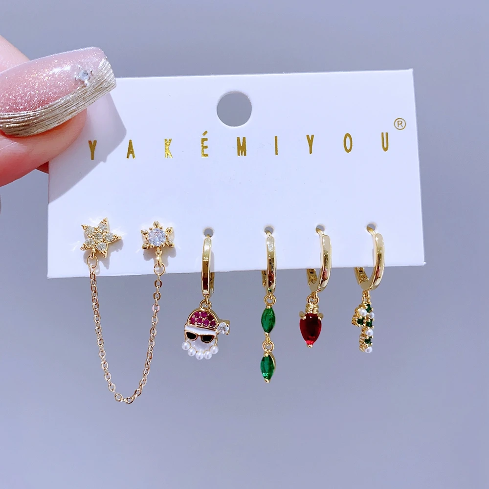 6 шт./компл. рождественские серьги подарочные ювелирные изделия позолоченные