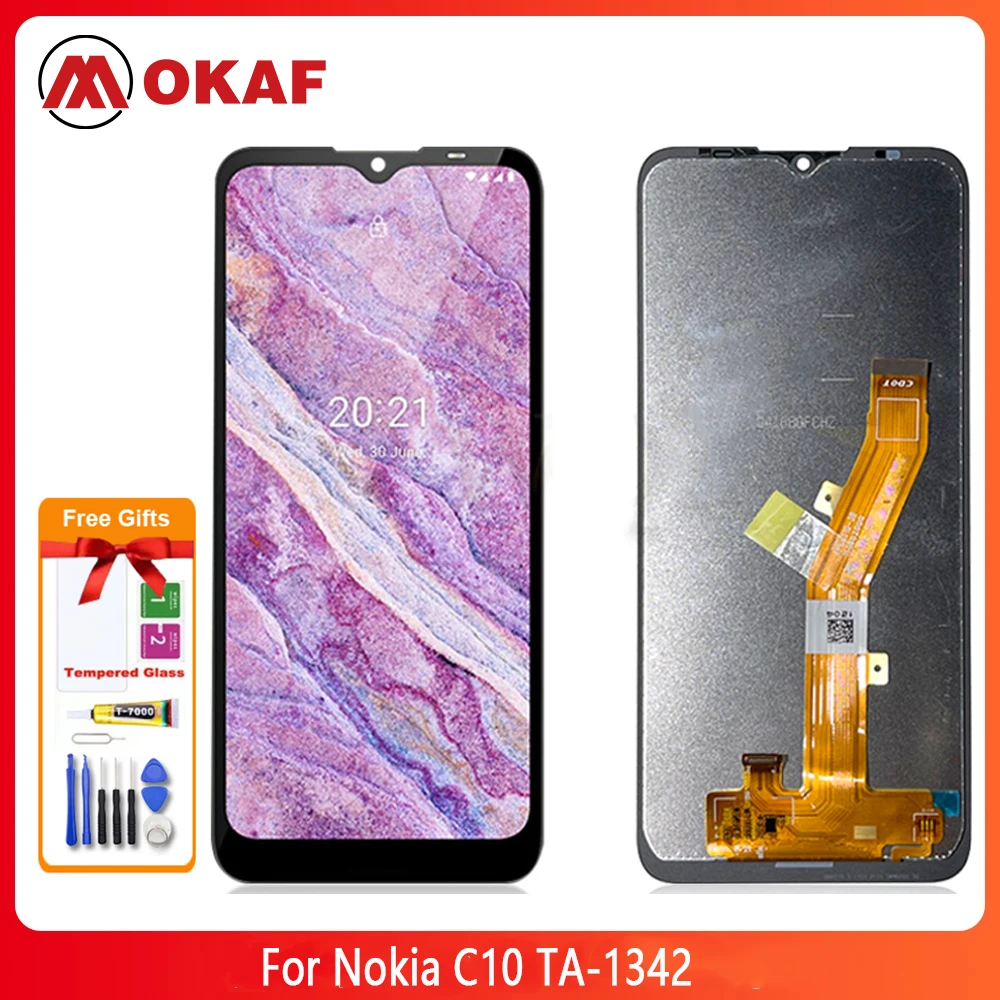 

OKANFU New Original For Nokia C10 LCD Display Touch Screen Digitizer Assembly TA-1342 Lcd Screen Replacement Repair parts 6.52"