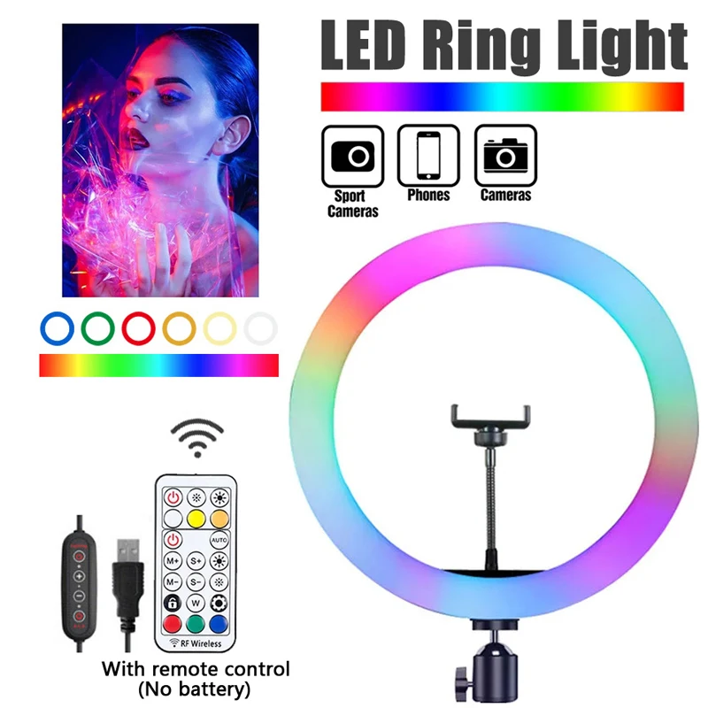 

33cm LED Selfie Ring Light RGB Fill Ring Light Phone Photography Rim Light Video Live Lamp Shoot Makeup Circle Lamp for Youtube