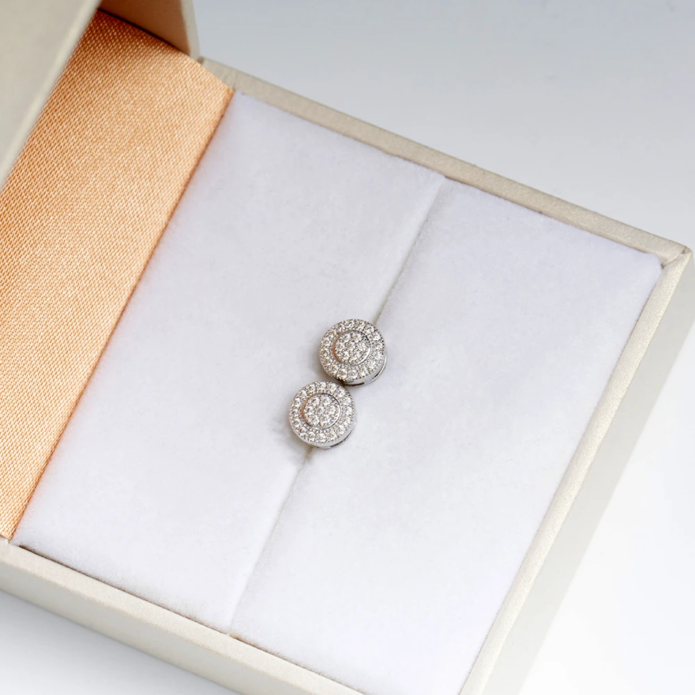 Round Moissanite Diamond Earrings For Women Ear Studs Men High-End Jewelry Pass Tester Free Shipping