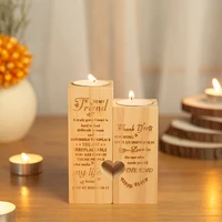 2pcs wooden candle stick holder home decoration friends birthday mom gift couple girlfriend anniversary candelabra