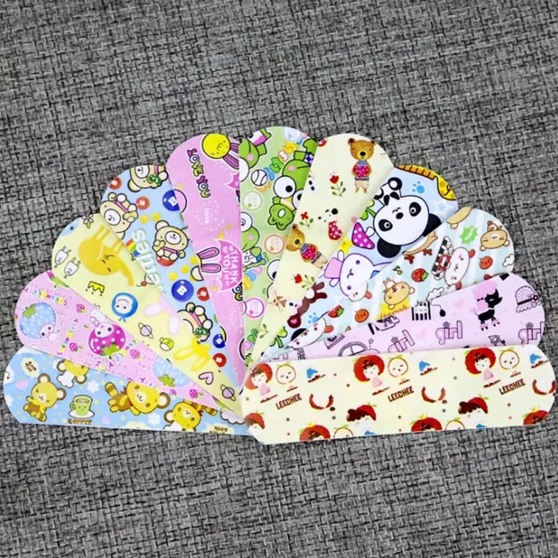 

NEW 100Pcs Waterproof Breathable Cute Cartoon Band Aid Travel Camping Bandage Sticker Emergency Kit For Kids Children