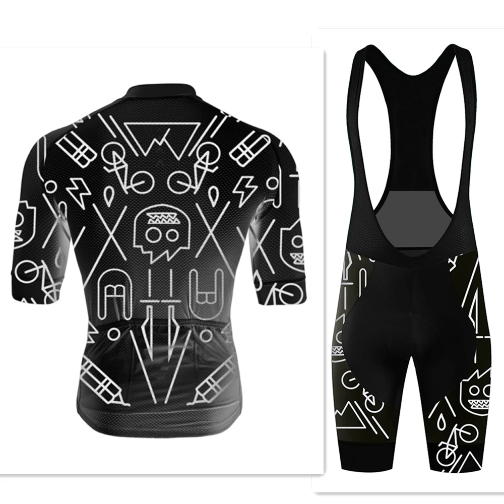 

Men Cycling Jersey Suit Outdoor Crazy Abstract Style Offroad Racing Suit Summer Mtb Long Distance Bib Shorts Set 9d Gel Ciclismo