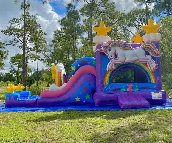 Коммерческий надувной единорог Bounce House горка комбинированный прыгающий замок