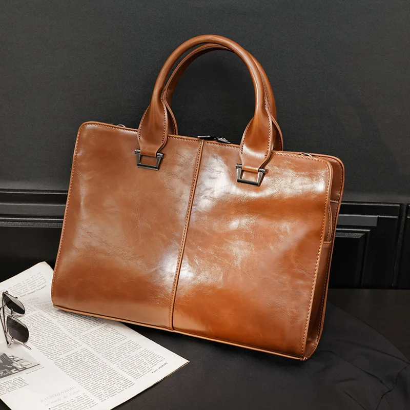 

Bag Quality Bags Leather Shoulder High Men Fashion Briefcases Luxury Crossbody Laptop Vintage Briefcases Men Handbags Business