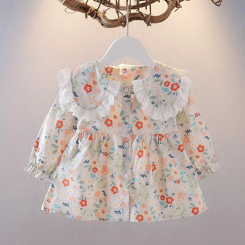 1 To 5 Years Spring Baby Girl Princess Dresses Long Sleeve Baby Floral Dresses for Infant Baby Birthday Clothing Cute and Lovely