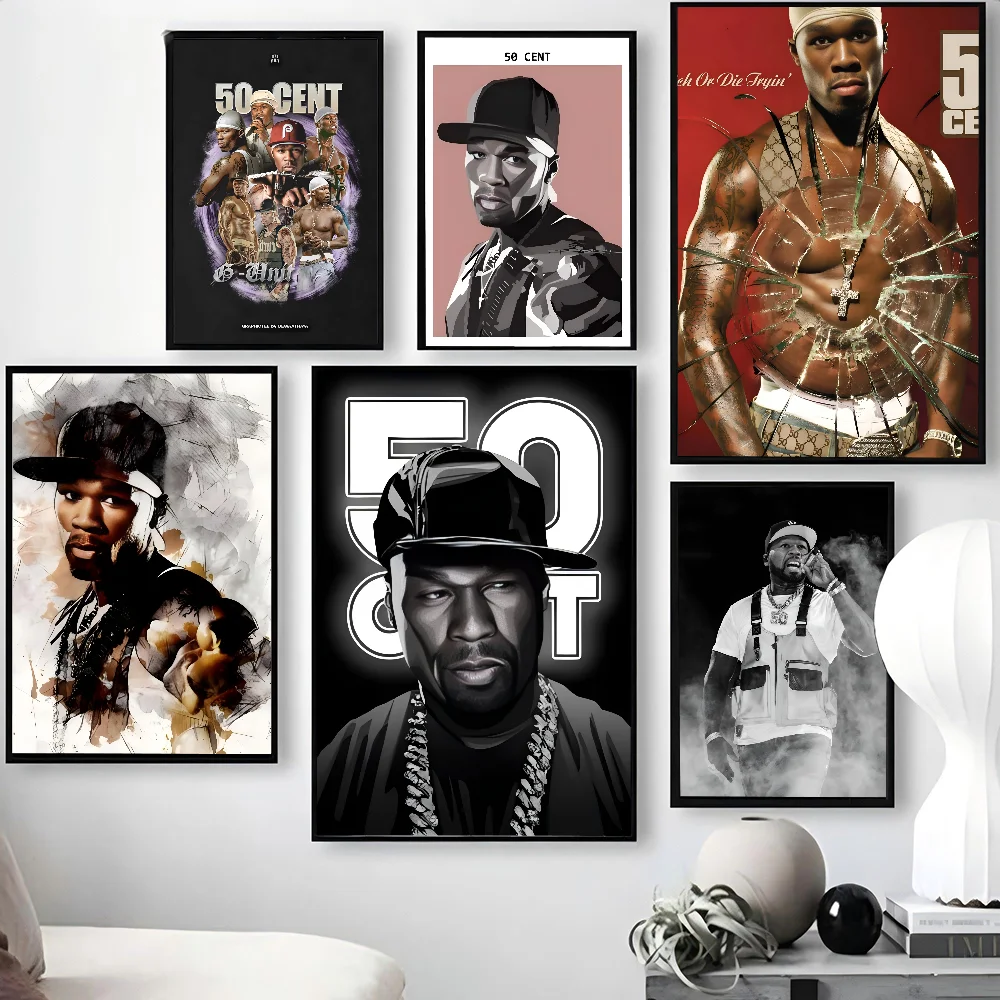 50 Cent American Hit Pop Hip Hop Rapper Music Poster Paper Print Home Living Room Bedroom Entrance Bar Cafe Art Painting Decorat