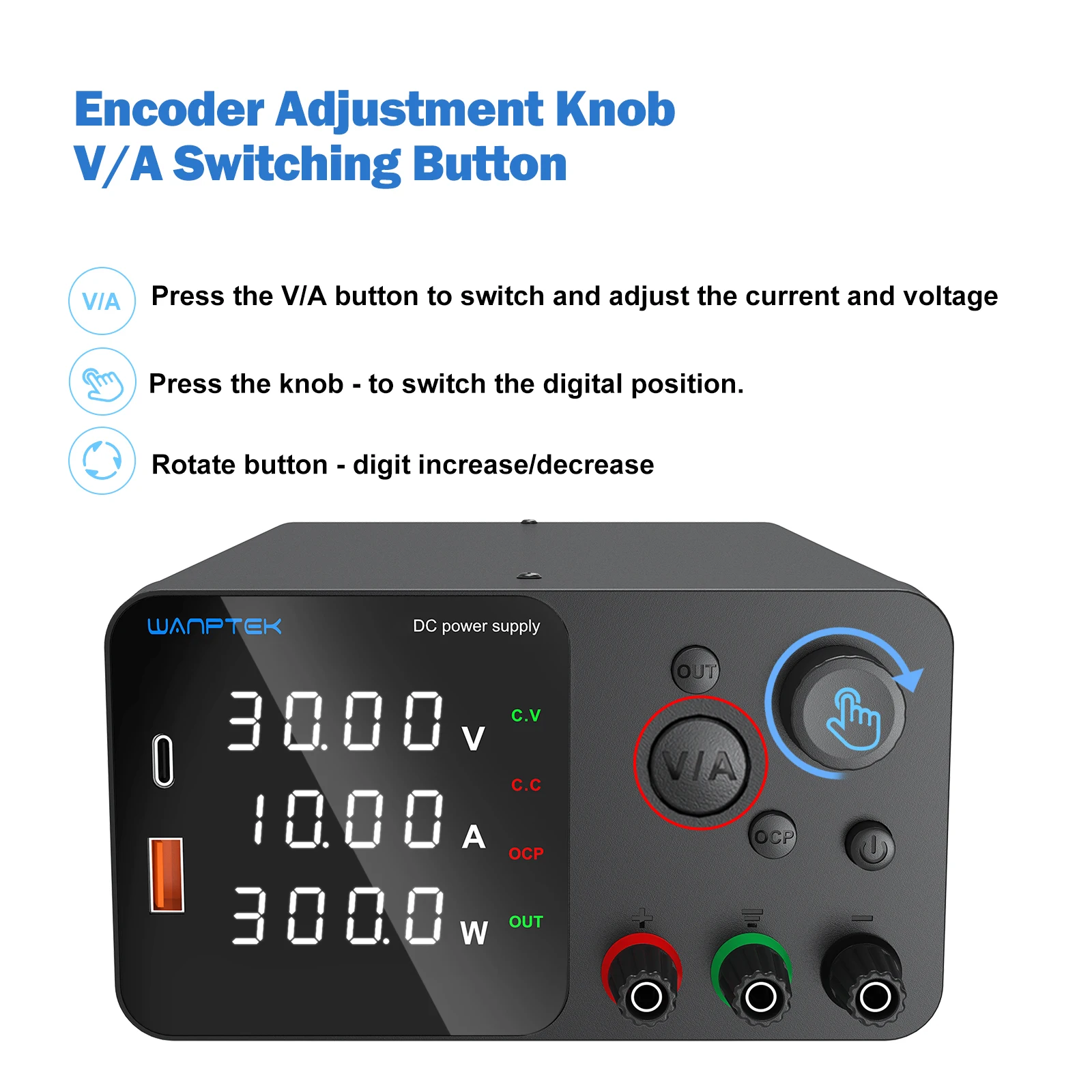 Регулируемый лабораторный настольный источник питания Wanptek 30 в 10 А