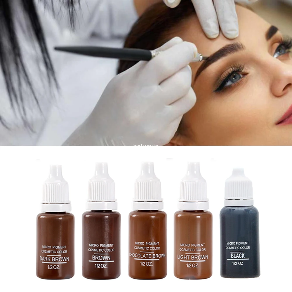 

5 Bottle 1/2 oz Permanent Makeup Micro pigments Set BTCH Tattoo Ink Cosmetic 15ml Kit For Tattoo Eyebrow Lip Make up Mixed colo