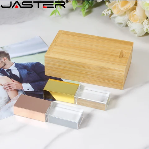 Флэш-накопитель JASTER Crystal USB 2.0, 64 ГБ, 32 ГБ, бесплатный индивидуальный логотип, подарок, ручка-накопитель с деревянной коробкой, карта памяти U, 16 ГБ