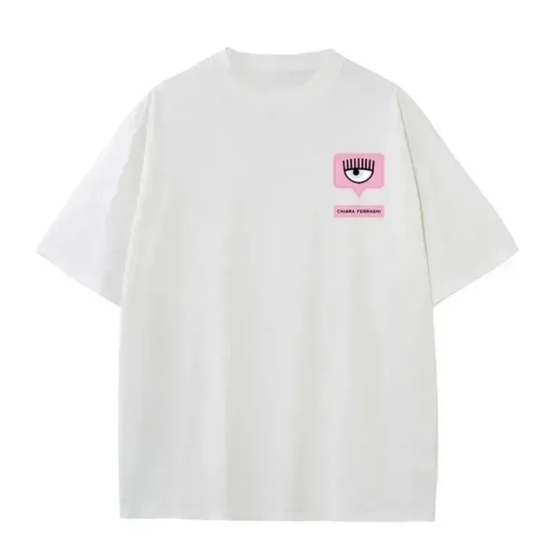 Футболка женская хлопковая свободного покроя с принтом железные глазки