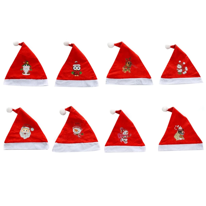 

8Pcs Diamond Painting Christmas Santa Hat for Adult and Kids DIY Diamond Art Red Classic Xmas Hats for Family Party-ABUX