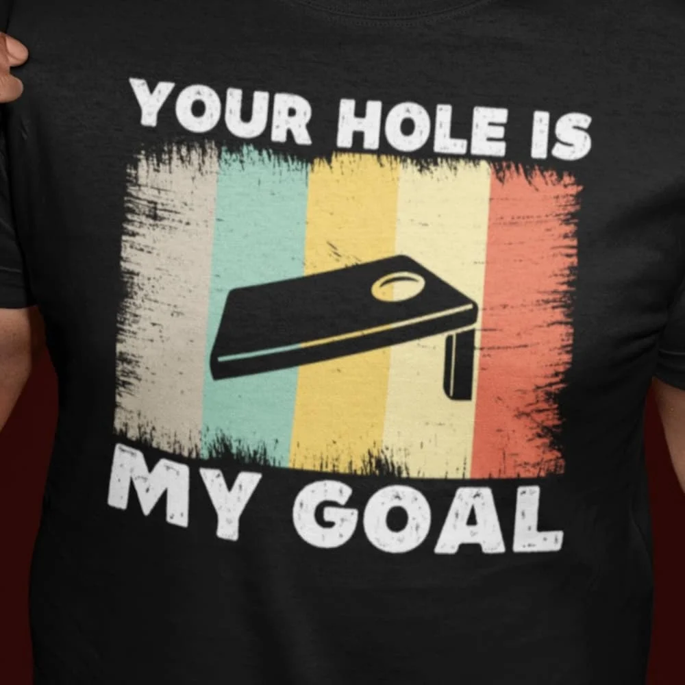 Забавная футболка Your Hole Is My Goal кукурузная команда S винтажная доска для турнира