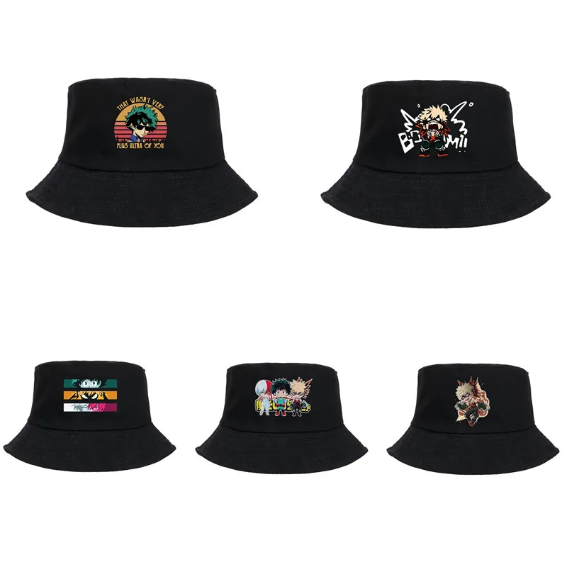 

2022 My Hero Academia Printing Adult Women Sunscreen Visor Hats Men Summer Bucket Fishing Hunting Cap Sun Prevent Fishman Hat