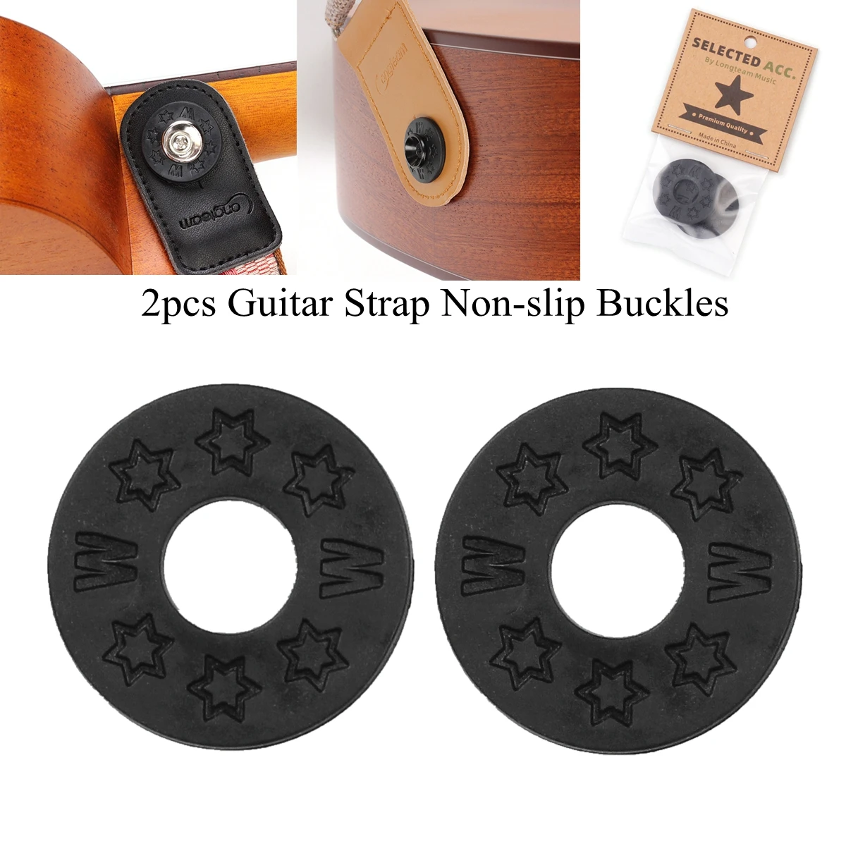 2pcs Guitar Strap Non Slip Buckles Ukulele Anti Falling Rubber Cushion Strap Bass Tail Nail Pads