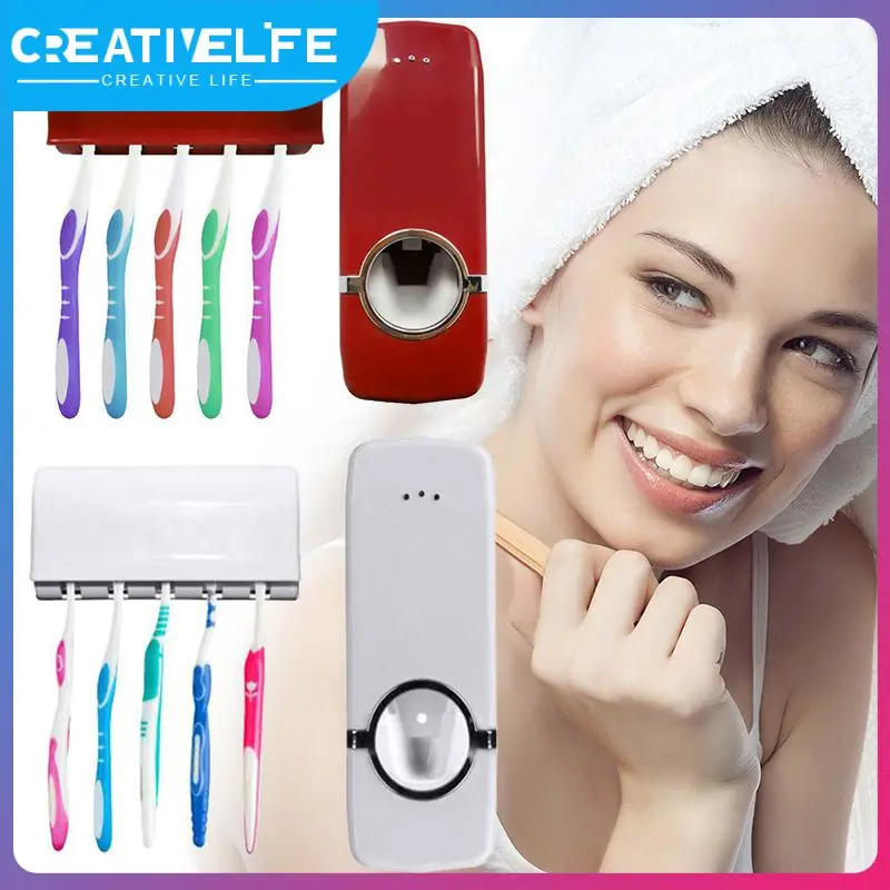 

Home Automatic Toothpaste Squeezer Toothpaste Dispenser Bathroom Toothpaste Holder Suction Wall Wash Set Bathroom Accessories
