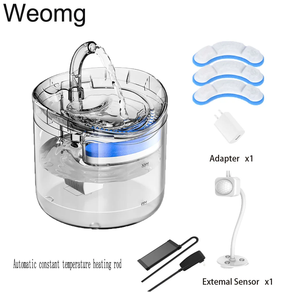 

2L Intelligent Cat Water Fountain With Faucet Dog Water Dispenser Drinker Filters Feeder With Motion Sensor Pet Drinking