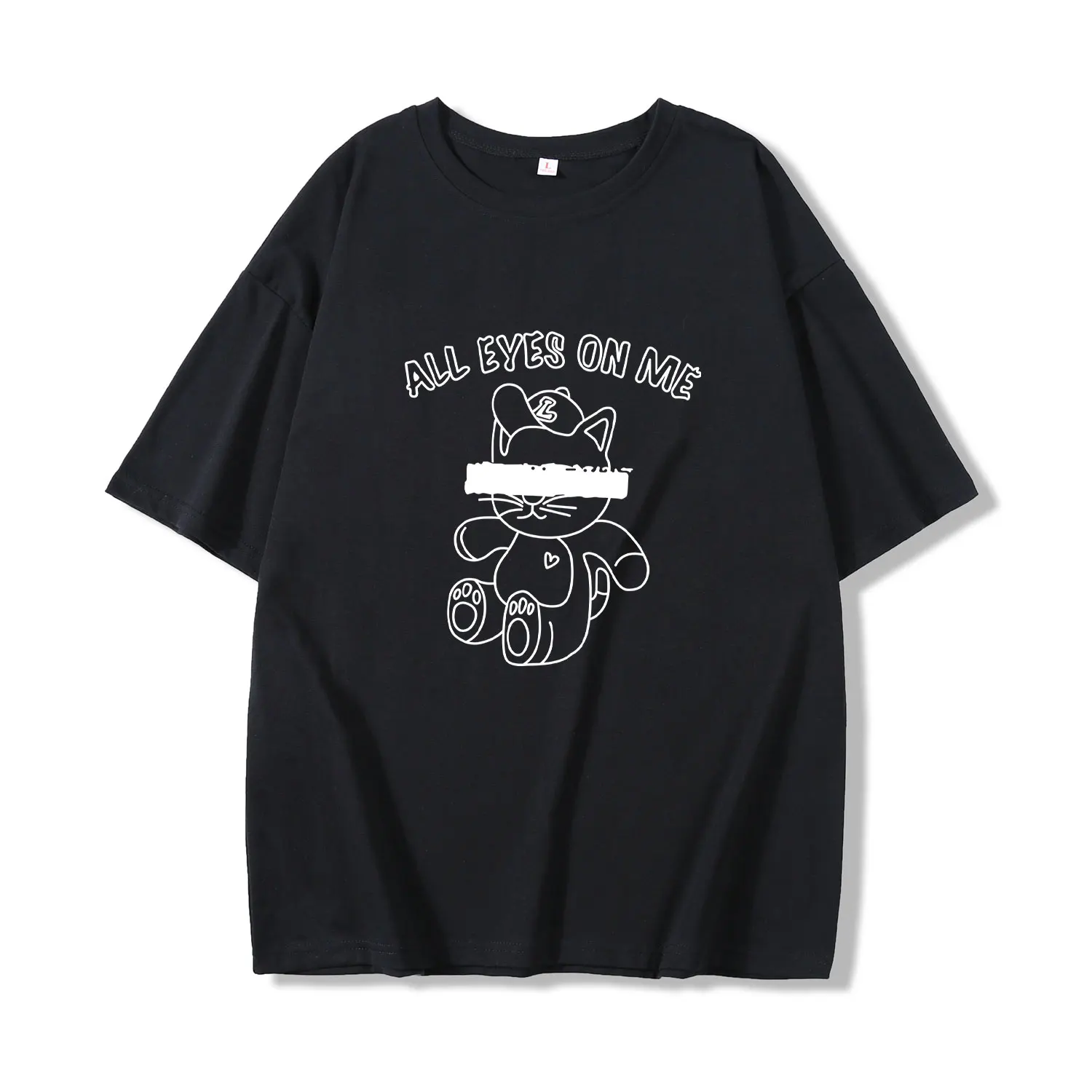 

Women's Summer T Shirt All Eyes On Me Pattern Print Letter Cartoon Tops Harajuku Fashion Casual Korean Couples Cotton Streetwear