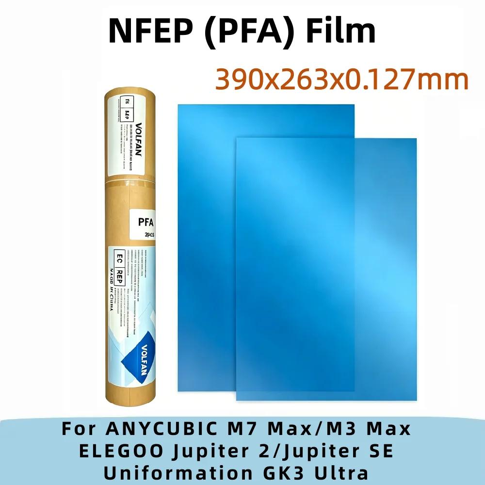 Фото Пленка VOLFAN PFA, 2 шт., 13 дюймов, 390x263x0,127 мм, пленка NFEP для 3D-принтеров ANYCUBIC Photon M7 Max, M3 Max, ELEGOO Jupiter SE/Jupiter 2 №1
