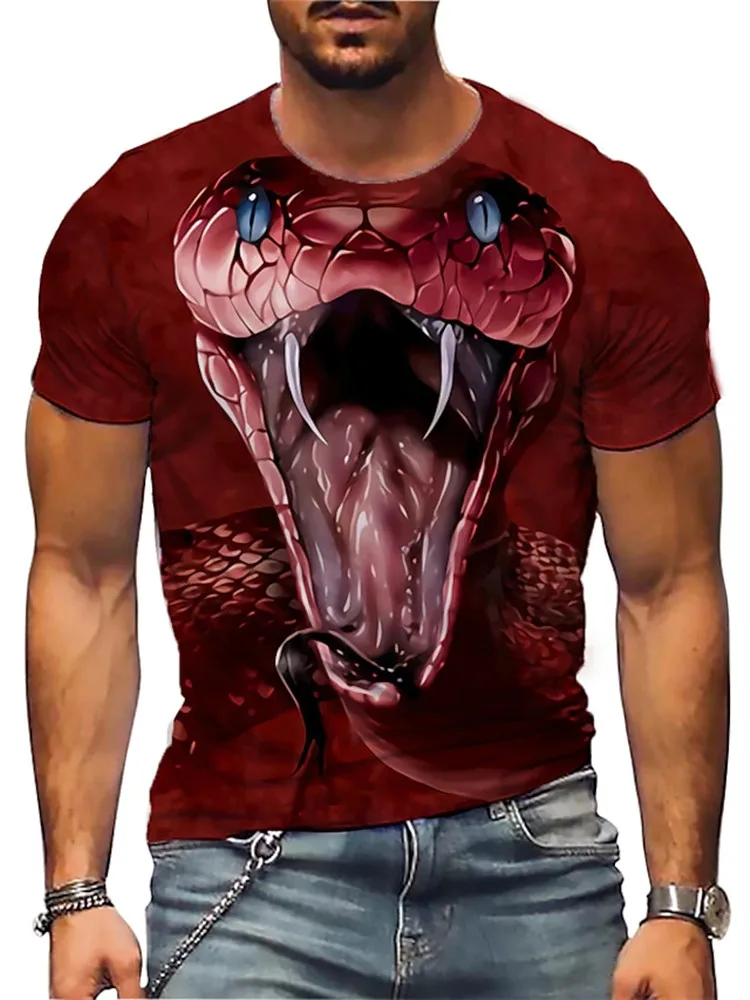 

Mens graphic T-shirt Mamba round neck short sleeve printed 3D Casual everyday Top Niche Animal T-shirt design large size
