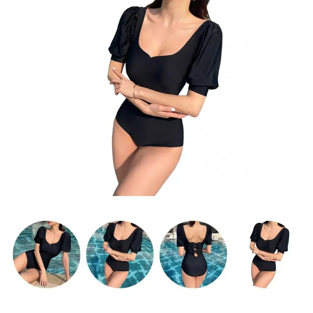 

Летний привлекательный облегающий купальник с открытыми плечами, цельный женский купальник, пляжная одежда с бантом