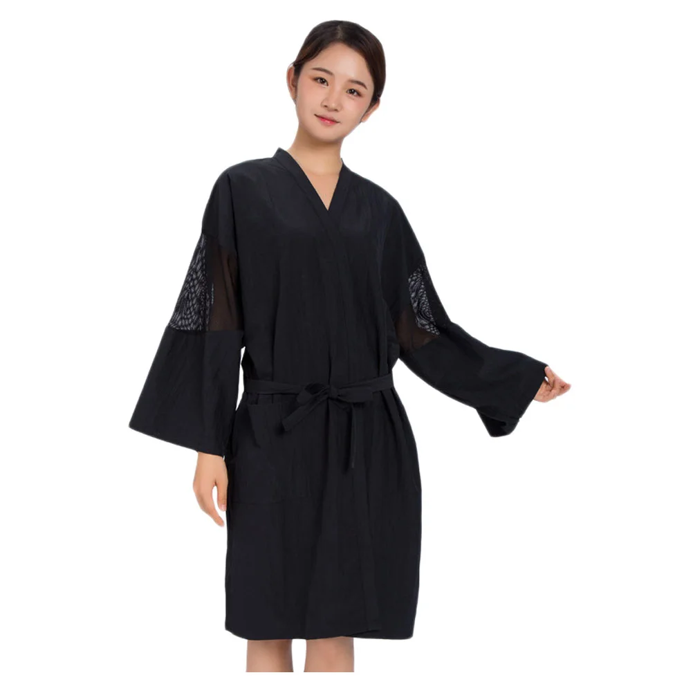 Womens Satin Robe Hair Dyeing Apron Robes Bridesmaids Color Cape Silk Spa Manicure