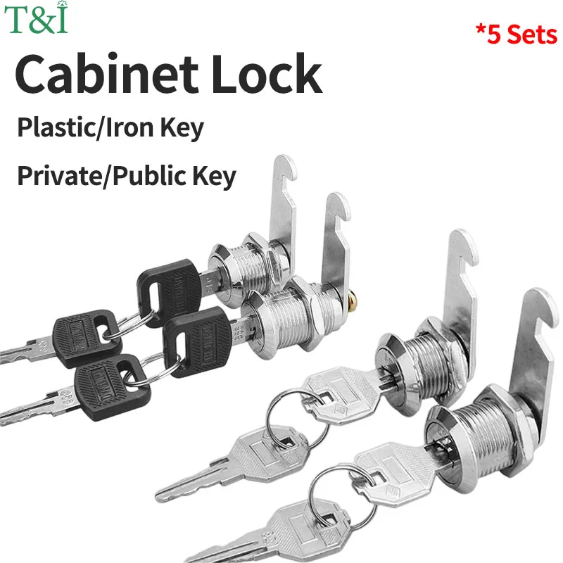 

5 SETS Security Lock Metal Alloy Cylinder Cabinet Locker Cam Lock With 2 Keys Security Mailbox Lock Cabinet Drawer Cam Lock 18mm