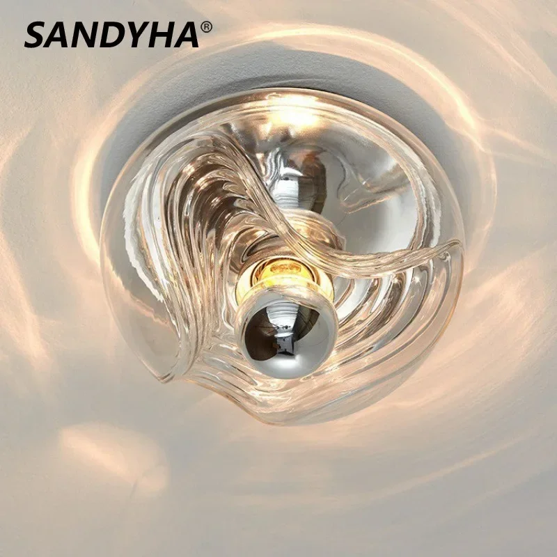 Подвесной светильник из скандинавского стекла волнутая прозрачная потолочная