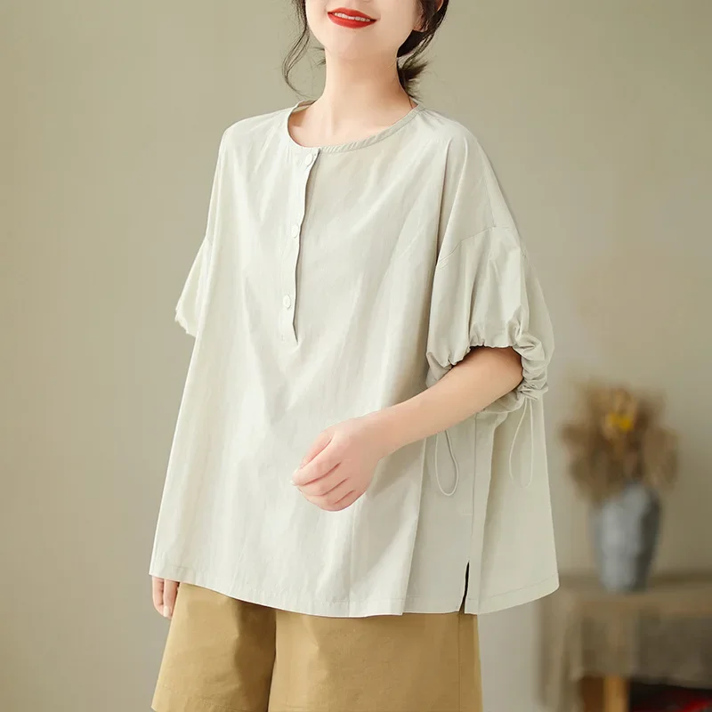 Настоящая 1681 хлопковая футболка с круглым вырезом и короткими рукавами