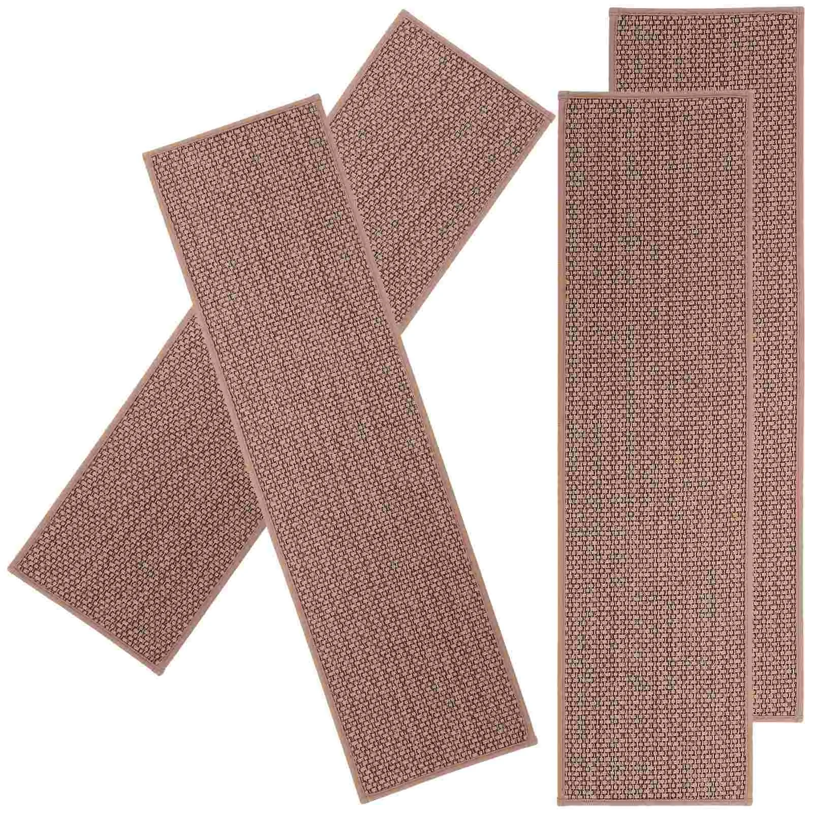 

4 Pcs Security Stair Rug Runner Carpeted Stairs Step Mat Runners Treads Polyester Nonslip