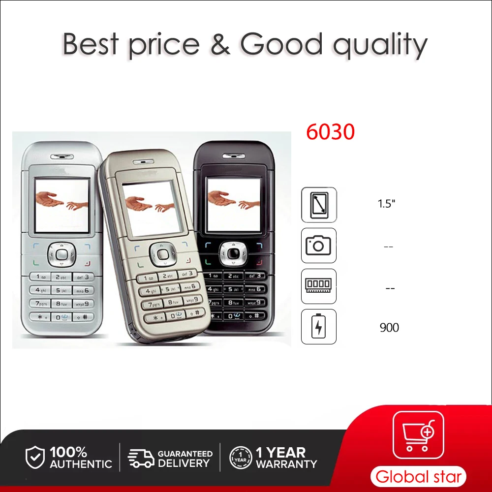 Оригинальная разблокированная электронная клавиатура 6030 Мобильный телефон с