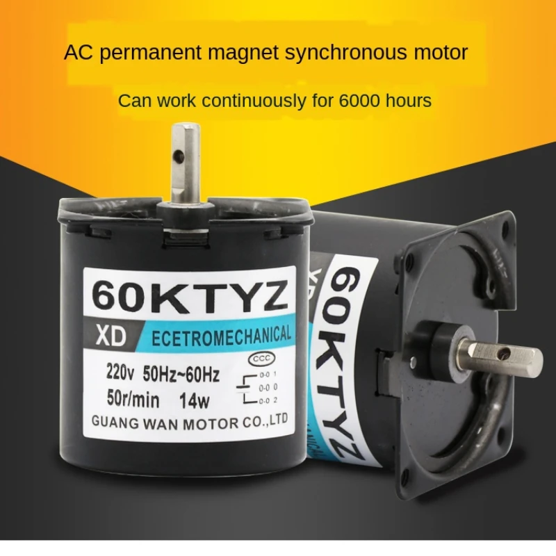 60Ktyz 14 Вт Ac Permanente Magneet Synchrone мотор 110В/220В мотор-редуктор Miniatuur Lage Snelheid Grote Koppel Kleine -