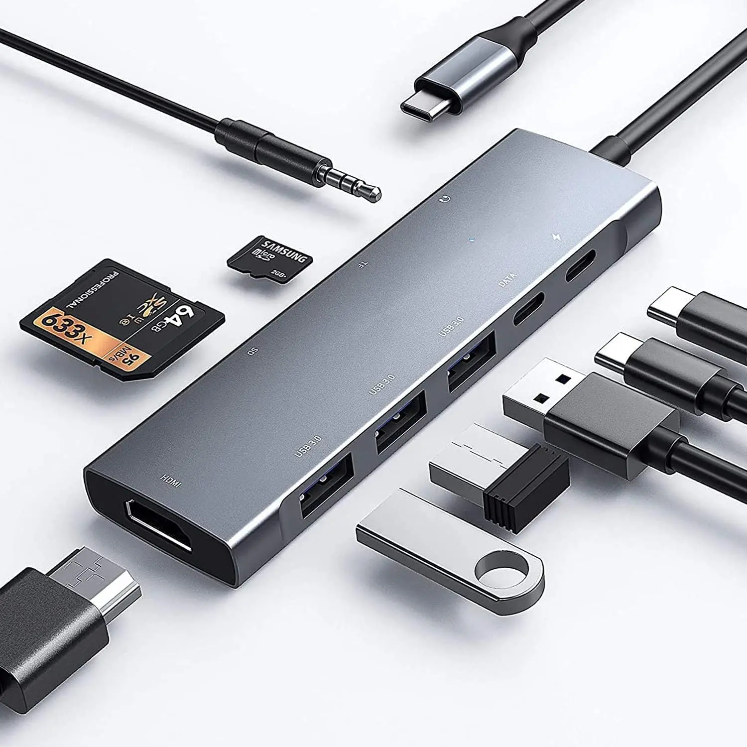 Концентратор USB C для iPad Pro Air 9 в 1 адаптер с 4K HDMI PD зарядкой SD/Micro Card ридер 3 0 5 мм