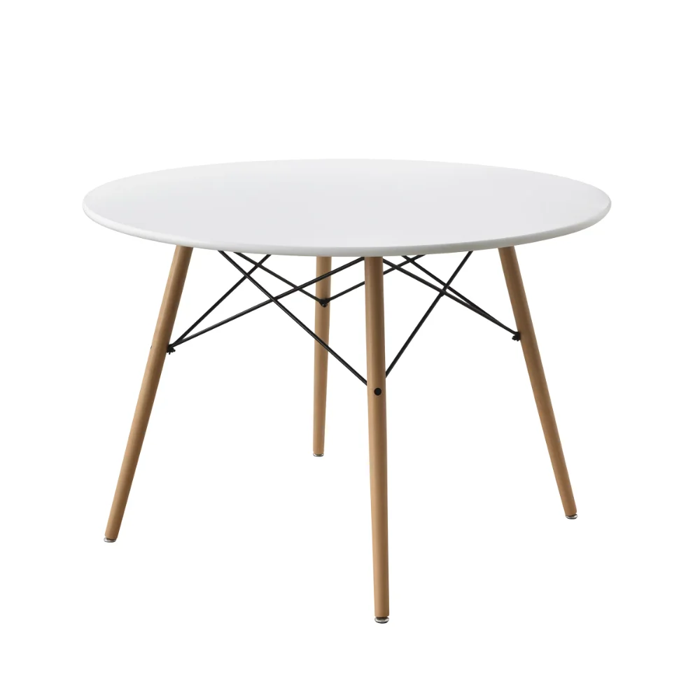 

42inch Round Modern Dining Table Mid Century Style, Include 1 Table, Beech and White Color，42.00 X 42.00 X 28.50 Inches