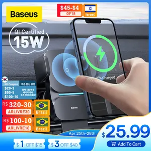baseus automatic alignment car phone holder wireless charger for samsung iphone xiaomi phone holder car holder air vent holder free global shipping