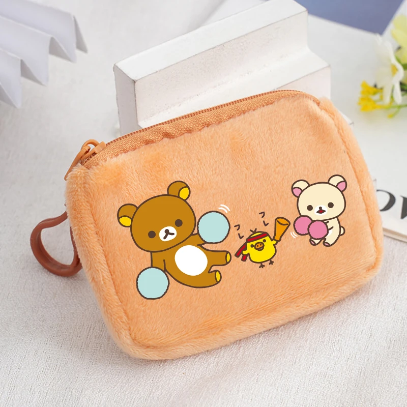 Фото Квадратный кошелек Rilakkuma с принтом аниме и мультфильмов, кошельки для девочек и мальчиков, милые портативные мини-сумки для хранения, кошелек Kawaii, подарки для детей №4